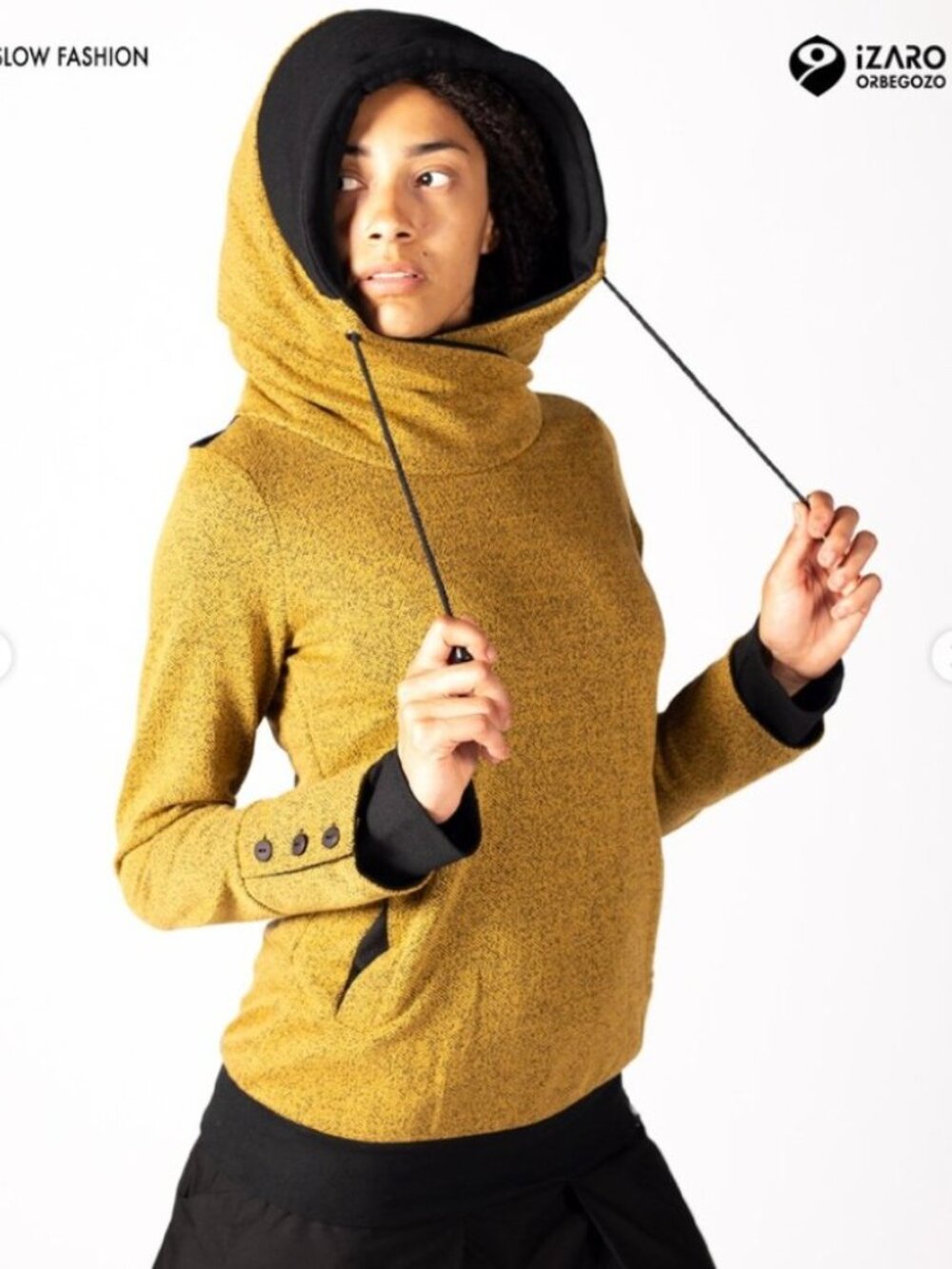 Unique sweatshirt with crossover hood - Picture 2 of 16